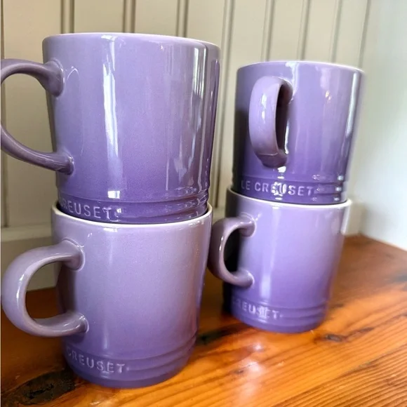 Le Creuset Purple Ceramic Coffee Mug Set ombré - Picture 1 of 5